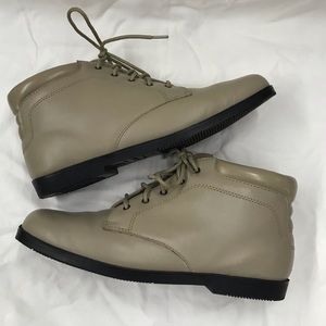 Danelle taupe leather booties, size 8M.